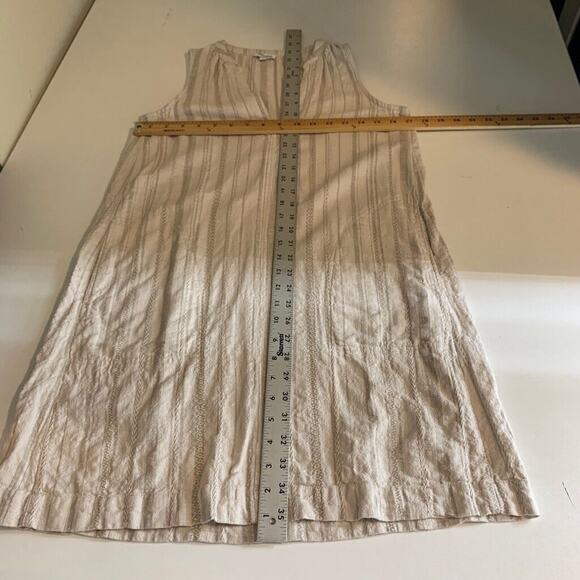 Splendid Dress Women XS Extra Small Beige Stripe Amorosa Split Neck Linen Blend - Picture 9 of 14